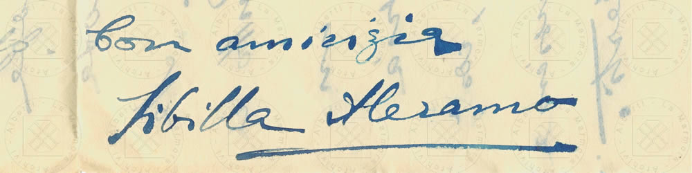 Su Oreste, da una lettera di Sibilla Aleramo ad Alberti, 1927, firma